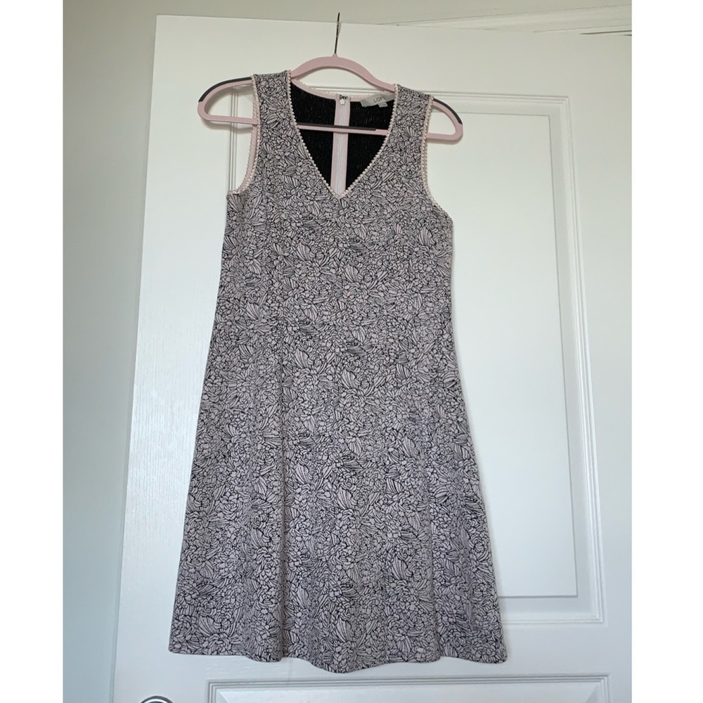 LOFT Pale Pink & Black Dress, Rose/Floral pattern